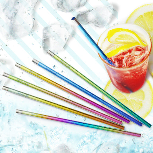 HORIE Pure Titanium "Straler" Straw & Muddler - 6 Color Set (in Wooden Gift Box)